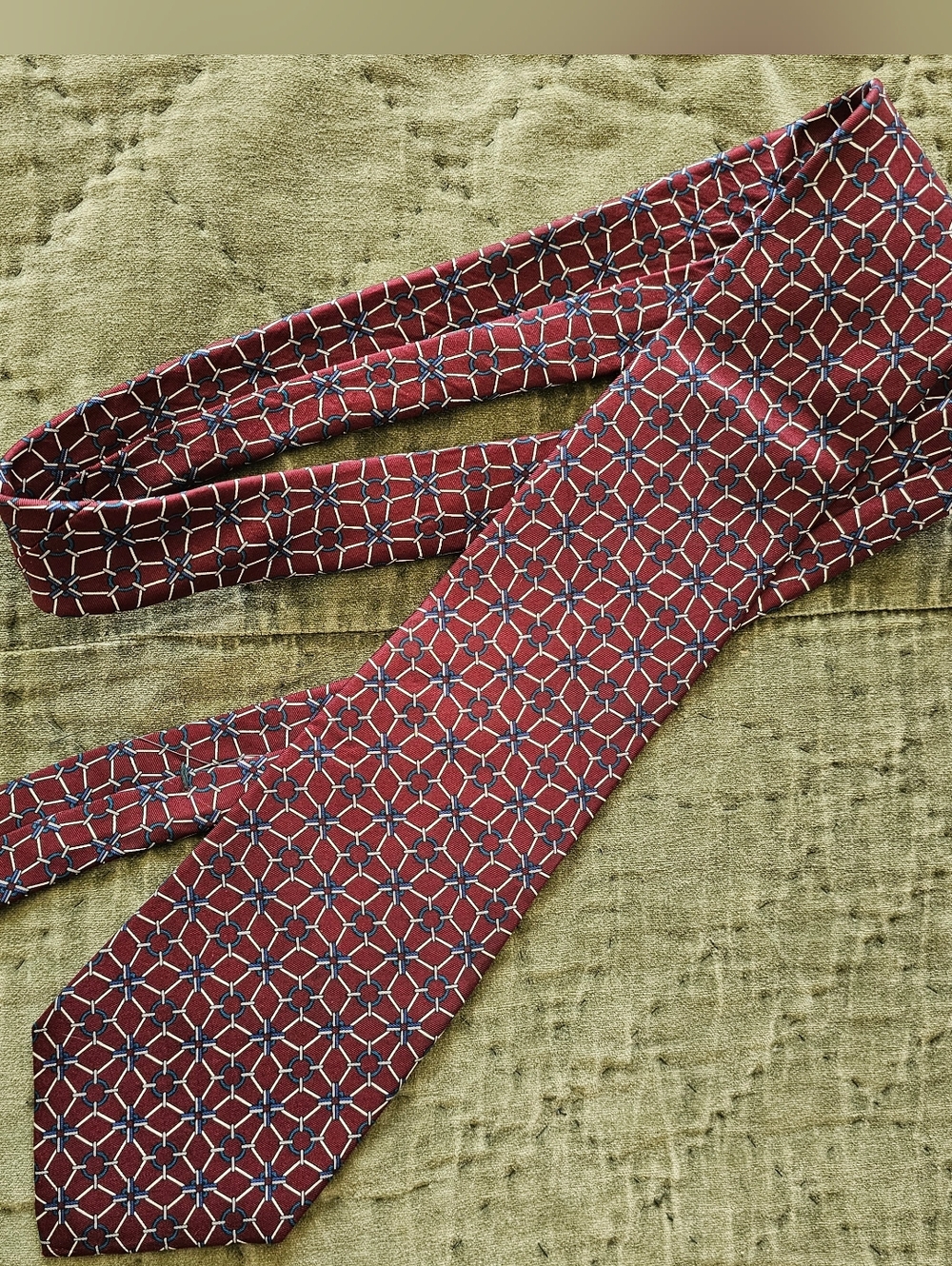 Vintage Bert Pulitzer Classic Red Geometric Silk Tie Made In USA